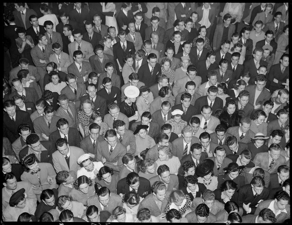 Oakland, California. Hot Jazz Recreation. A crowd of young people at the concert of the Benny Goodman Band which took... - NARA - 532264 photo