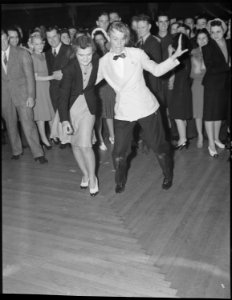 Oakland, California. Hot Jazz Recreation. A spontaneous jitterbug exhibition in the middle of the dance floor. Benny... - NARA - 532260
