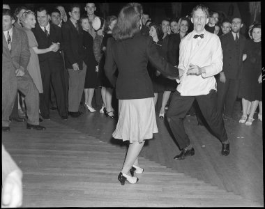 Oakland, California. Hot Jazz Recreation. A spontaneous jitterbug exhibition in the middle of the dance floor. Benny... - NARA - 532261