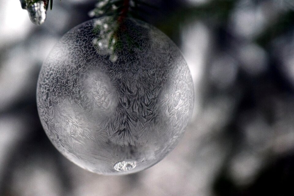 Frozen soap bubble frozen bubble