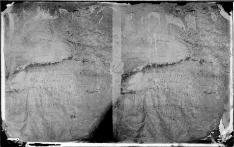 Old Spanish record on north wall of Inscription Rock. New Mexico 1873 - NARA - 519805