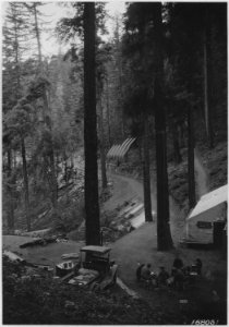Oregon Caves Camp, showing camp and new road, Siskiyou Forest, Oregon,1922. - NARA - 299200