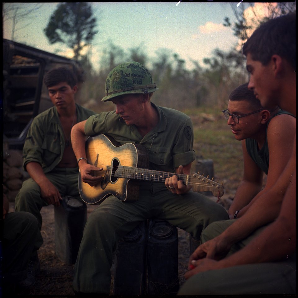 OPERATION YELLOWSTONE VIETNAM, Following a hard day, a few members of Company A, 3rd Battalion, 22nd Infantry... - NARA - 530617