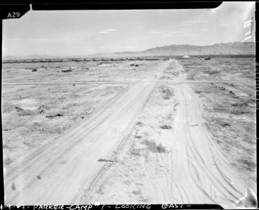 Parker, Arizona. View of partially developed site of War Relocation Authority Center for evacuees o . . . - NARA - 536007 photo