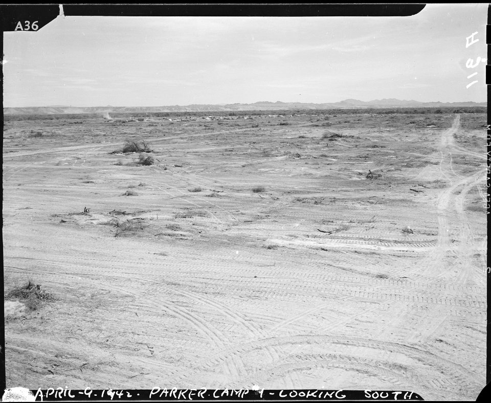 Parker, Arizona. View of partially developed site of War Relocation Authority center for evacuees o . . . - NARA - 536250