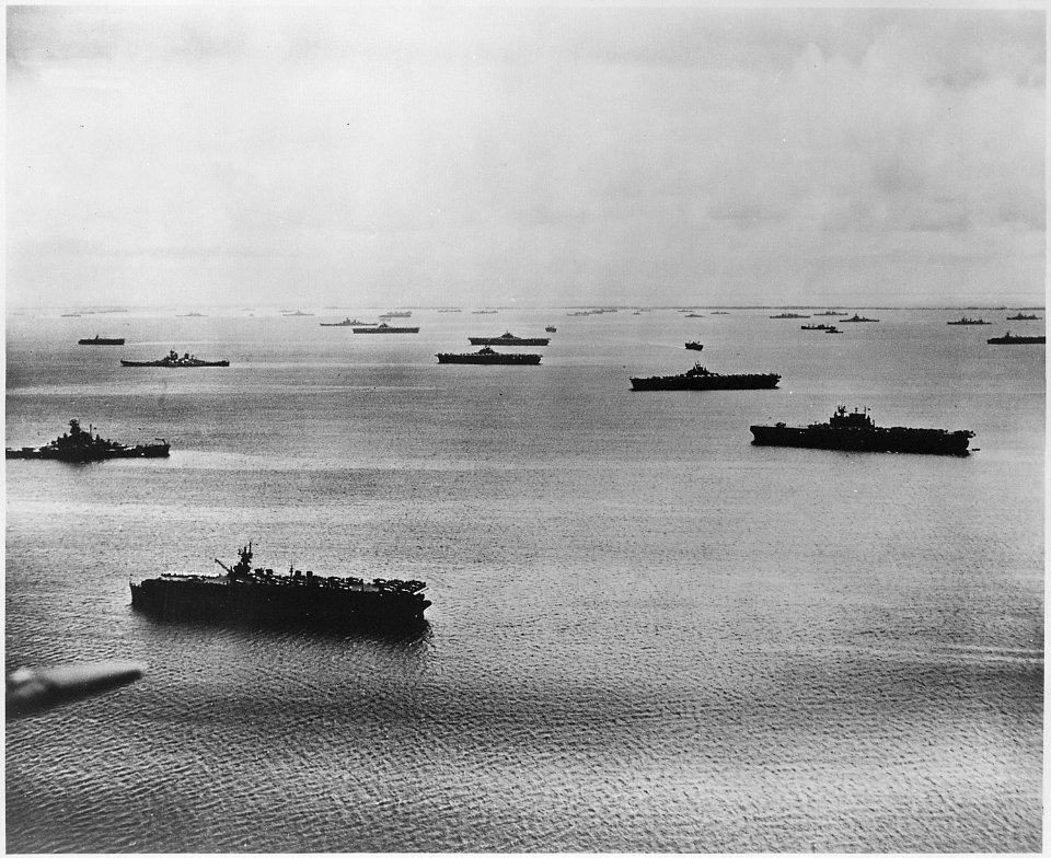 Part of the U.S. Navy Task Force which hammered the heart of the Marshall Is. into submission ... and then anchored... - NARA - 520645