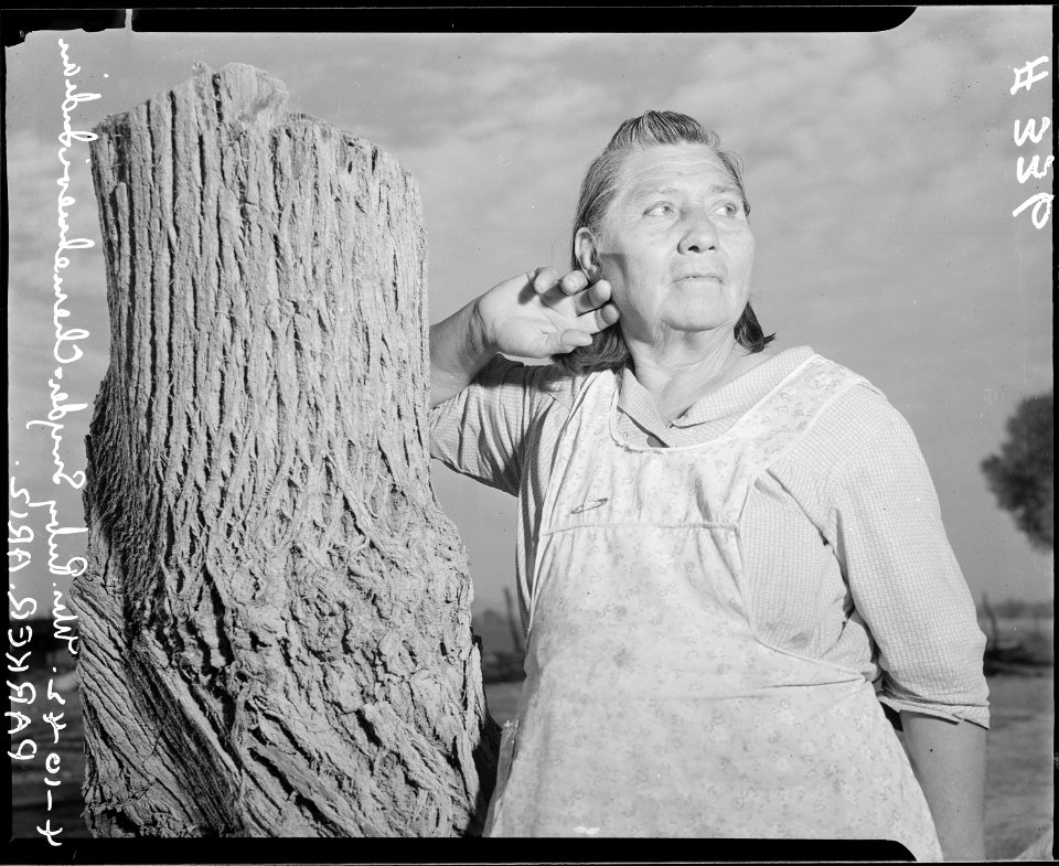 Parker, Arizona. Mrs. Ruby Snyder, Chemehuevi Indian states,  I hear that the Japanese are wonderf . . . - NARA - 536270