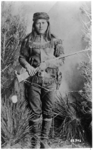 Peaches (Tsoe), a White Mountain Apache scout, full-length, holding rifle, 1885 - NARA - 530799