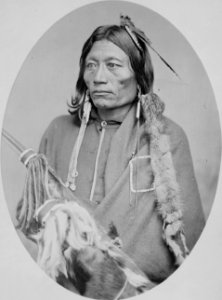 Pacer (Peso, Essa-queta), a Kiowa-Apache chief, half-length, seated, wearing earrings, 1868 - 1874 - NARA - 518914 (cropped) photo