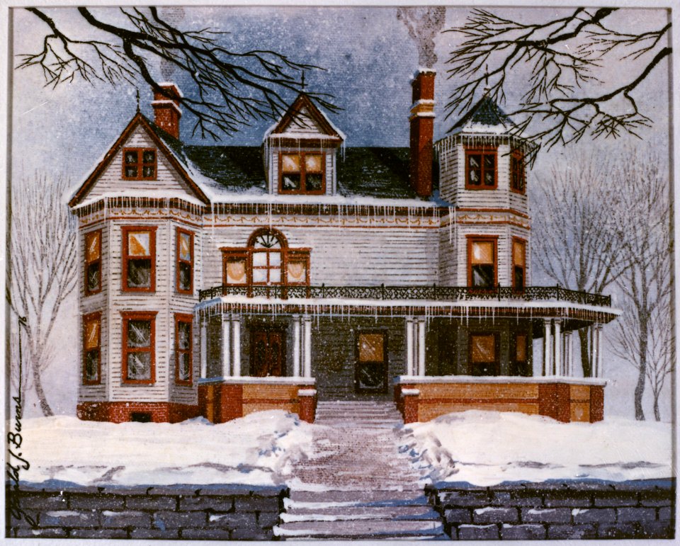 Painting of 3202 Woolworth Avenue, Omaha, Nebraska, birthplace of Gerald R. Ford, Jr. - NARA - 187065