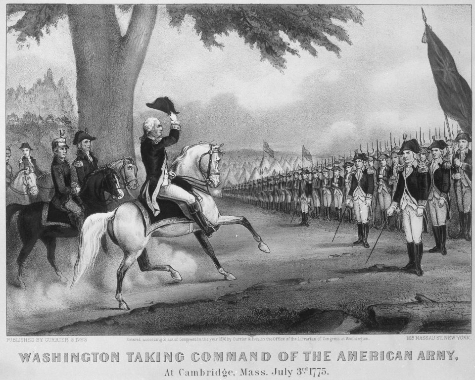 Photograph of a Painting of Washington Taking Command of the American Army at Cambridge, Massachusetts - NARA - 532915