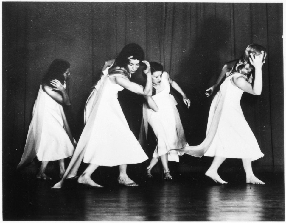 Photograph of Betty Bloomer Dancing with Three Other Young Women - NARA - 187011