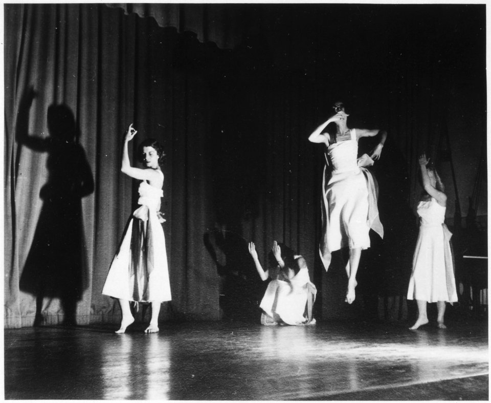 Photograph of Betty Bloomer Dancing with Three Other Young Women - NARA - 187013