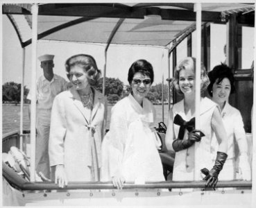 Photograph of Betty Ford and Three Unidentified Women Aboard a Naval Launch at Pearl Harbor, Hawaii - NARA - 186846