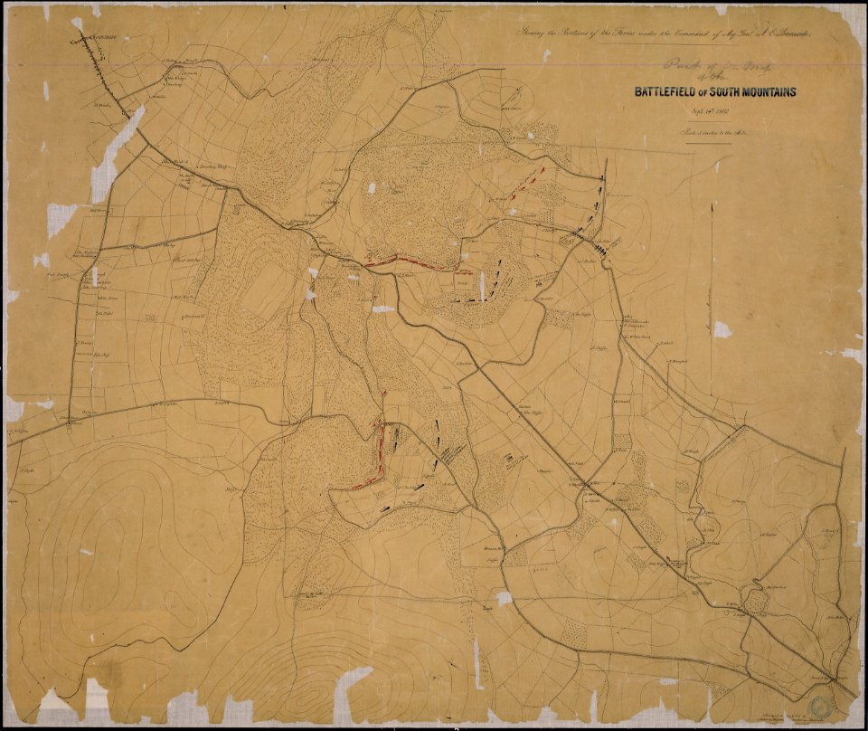 Part of the map of the Battlefield of South Mountains (sic), Sept. 14th, 1862. Shewing the Positions of the Forces... - NARA - 305580