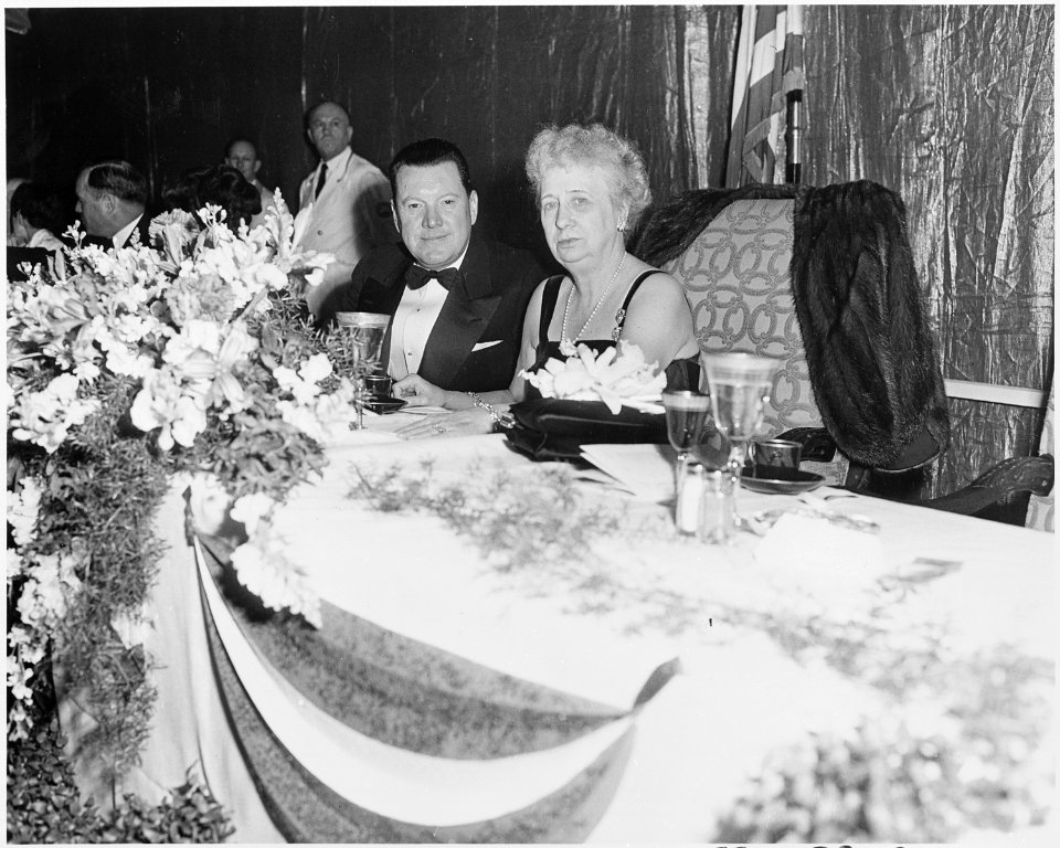 Photograph of First Lady Bess Truman at the Jefferson-Jackson Day Dinner at the National Guard Armory in Washington. - NARA - 200381