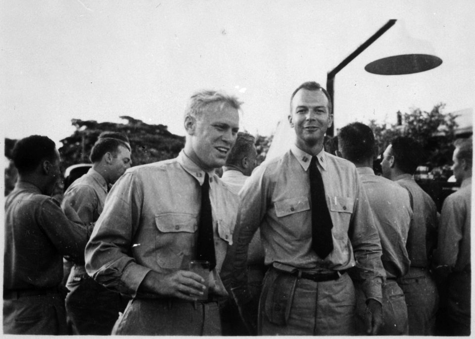 Photograph of Gerald R. Ford and Fellow Officer Truman Walling at the Farewell Party for Air Group Thirty at the Ford... - NARA - 187040