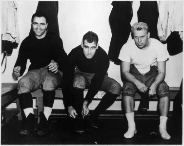 Photograph of Gerald R. Ford, Jr. and Fellow Football Coaches James DeAngelis and Ivan Williamson Getting Ready for... - NARA - 186977