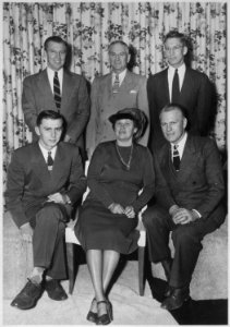 Photograph of Gerald R. Ford, Jr. with His Parents and His Half-Brothers at His Wedding Reception - NARA - 187008 photo