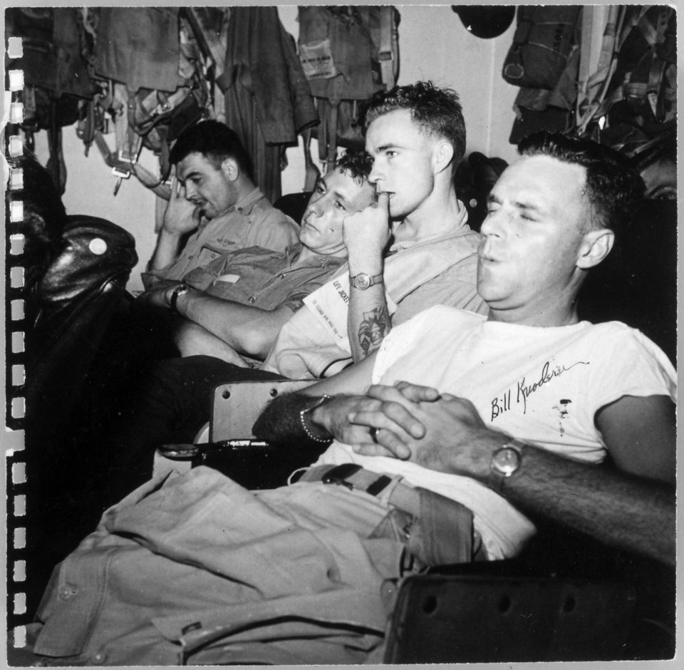 Photograph of Crew Members on Break Aboard the U.S.S. Monterey - NARA - 187034