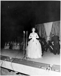 Photograph of Kathryn Grayson singing at the dedication of the Carter Barron Amphitheater in Rock Creek Park. - NARA - 200311