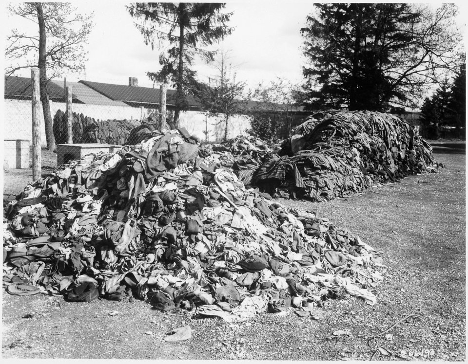 Photograph of Clothes That Belonged to Prisoners of the Dachau Concentration Camp - NARA - 531288