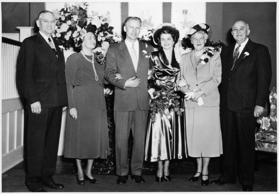 Photograph of Gerald R. Ford, Jr., and Betty Ford on Their Wedding Day, with Their Parents - NARA - 187063 photo