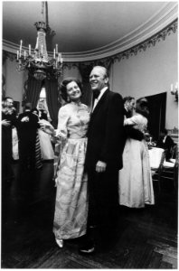 Photograph of President Gerald Ford and First Lady Betty Ford Dancing in the Blue Room of the White House After a... - NARA - 186780 photo