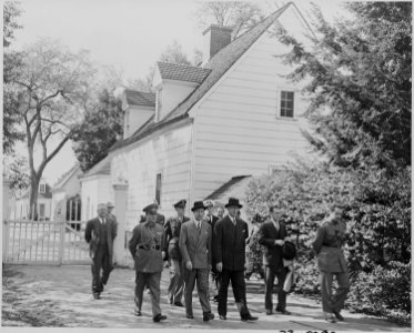 Photograph of President Juan Antonio Rios of Chile and others, evidently touring the grounds at Mount Vernon. - NARA - 199236