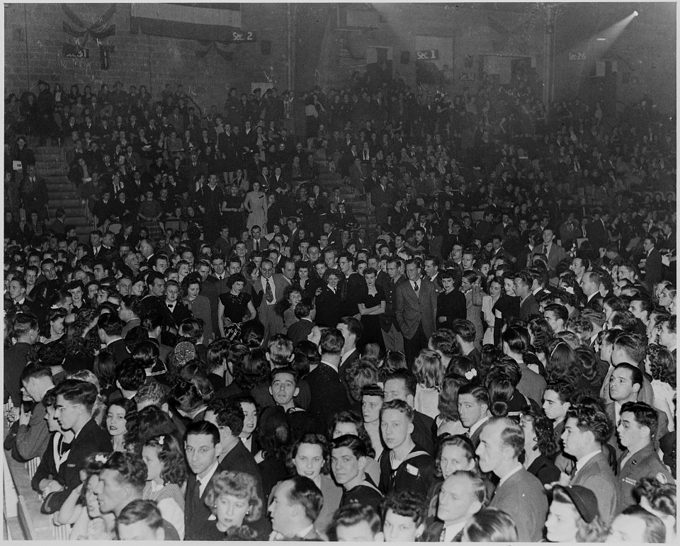 Photograph of large crowd at the Roosevelt Birthday Ball - NARA - 199255 photo