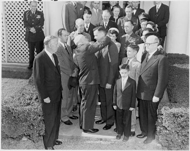 Photograph of President Truman decorating Colonel Justice M. Chambers of the U.S. Marine Corps Reserve with the Medal... - NARA - 200239