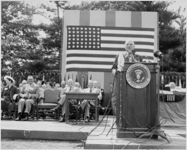 Photograph of President Truman delivering a speech at the Sixth Annual Honor Awards Program of the Department of... - NARA - 200385