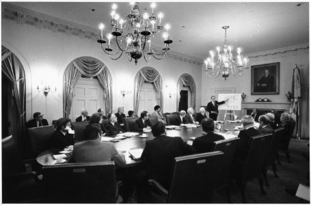 Photograph of President Gerald R. Ford and Members of his Cabinet Listening to a Presentation by Vice President... - NARA - 186792