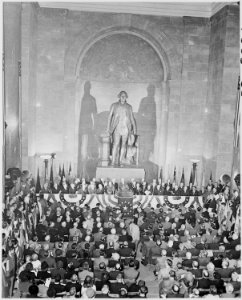 Photograph of President Truman speaking at the George Washington National Masonic Memorial in Alexandria, Virginia... - NARA - 200177