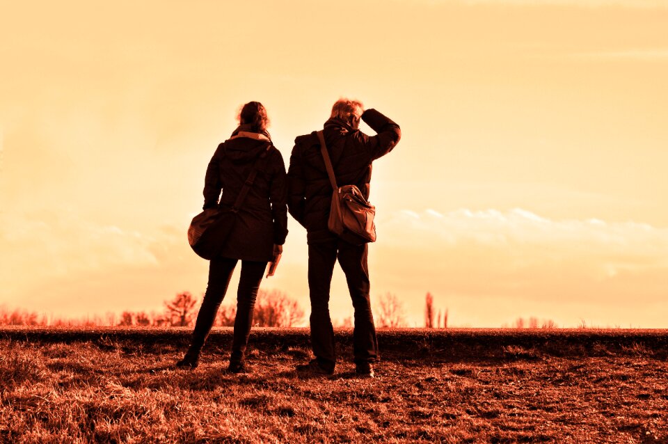 Standing destination couple