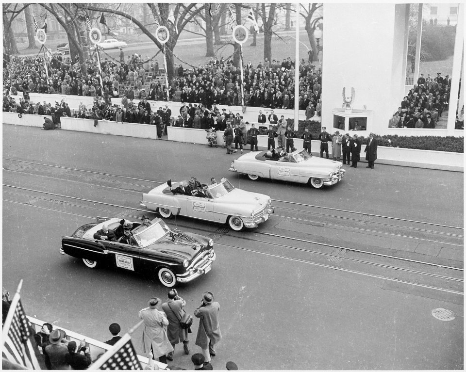 Photograph of Secretary of State John Foster Dulles, Secretary of the Treasury George Humphrey, and Secretary of... - NARA - 200423