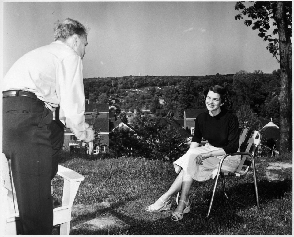 Photograph of Representative Gerald R. Ford, Jr., and Wife Betty Outside Their Apartment at 1521 Mount Eagle Place... - NARA - 186872