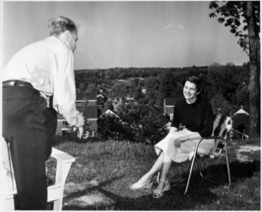 Photograph of Representative Gerald R. Ford, Jr., and Wife Betty Outside Their Apartment at 1521 Mount Eagle Place... - NARA - 186872 photo