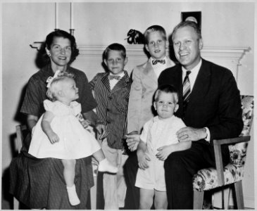 Photograph of Representative Gerald R. Ford with his Wife Betty and Their Children - NARA - 186865 photo