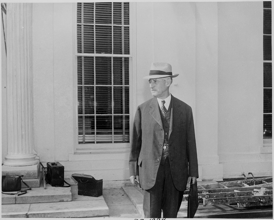 Photograph of Secretary of War Henry Stimson, outside the White House. - NARA - 199147