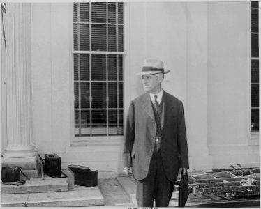 Photograph of Secretary of War Henry Stimson, outside the White House. - NARA - 199147