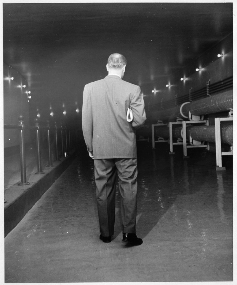 Photograph of Representative Gerald R. Ford Walking Through the Tunnels Beneath the United States Capitol Building - NARA - 186884