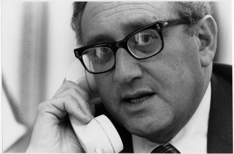 Photograph of Secretary of State Henry A. Kissinger Using the Telephone in Deputy National Security Advisor Brent... - NARA - 186804