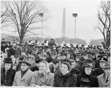 Photograph of the crowd gathered on the South Lawn of the White House for the ceremonial lighting of the National... - NARA - 199280