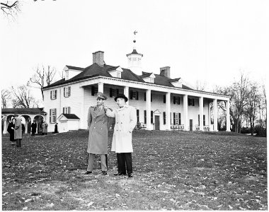 Photograph of the Shah of Iran outside George Washington's home, during his tour of Mount Vernon. - NARA - 200147