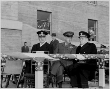 Photograph of three unidentified military officers at the Pentagon ceremony in honor of the retiring Army Chief of... - NARA - 199264