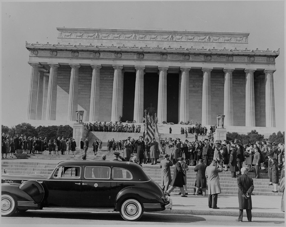 Photograph of Vice President Truman with others at Lincoln's Birthday ceremony. - NARA - 199060
