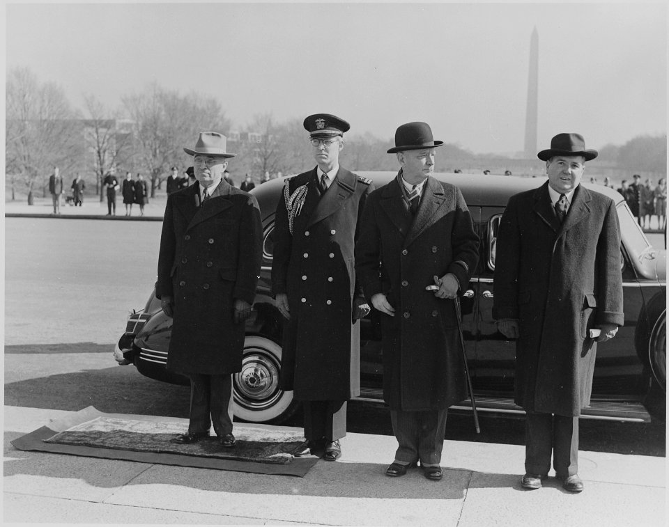 Photograph of Vice President Truman with others at Lincoln's Birthday ceremony. - NARA - 199058
