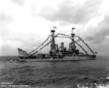 Photograph of the Battleship USS Michigan at the Brooklyn Navy Yard - NARA - 19-N-61-6-25