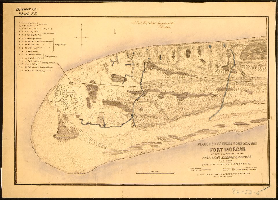 Plan of Siege Operations Against Fort Morgan by the U.S. Forces, under Maj. Genl. Gordon Granger, - NARA - 305753